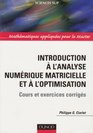 Introduction  l'analyse numrique matricielle et  l'optimisation