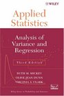 Applied Statistics  Analysis of Variance and Regression