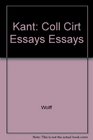 Kant Coll Cirt Essays Essays