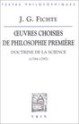 Ceuvres Choisies De Philosophie Premiere Doctrine De La Science