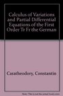 Calculus of Variations and Partial Differential Equations of the First Order Tr Fr the German