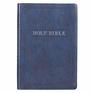 KJV Holy Bible Thinline Large Print Bible Navy Faux Leather Bible w/Thumb Index and Ribbon Marker Red Letter Edition King James Version