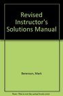 Revised Instructor's Solutions Manual