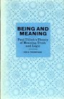 Being and Meaning Paul Tillich's Theory of Meaning Truth and Logic