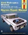 Ford PickUps  Bronco Automotive Repair Manual 19731979