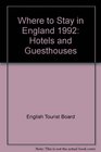 Where to Stay in England 1992 Hotels and Guesthouses