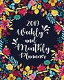 2019 Planner Weekly And Monthly Navy Blue Blossom Edition  Calendar  Organizer  January 2019 through December 2019