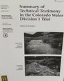 Summary Of Technical Testimony In The Colorado Water Division 1 Trial