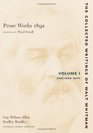 Prose Works 1892 Volume I Specimen Days