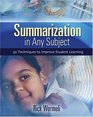 Summarization In Any Subject 50 Techniques To Improve Student Learning