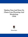 Takelma Texts And Notes On Chasta Costa Phonology And Morphology