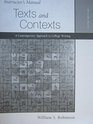 Texts and Contexts A Contemporary Approach to College Writing Instructor's Manual