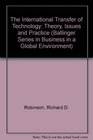 The International Transfer of Technology Theory Issues and Practice