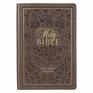 KJV Holy Bible Thinline Large Print Bible Brown Floral Faux Leather Bible w/Thumb Index and Ribbon Marker Red Letter Edition King James Version