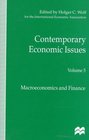 Contemporary Economic Issues  Proceedings of the Eleventh World Congress of the International Economic Association Tunis  Macroeconomics and Finance