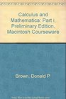 Calculus and Mathematica Preliminary Edition Macintosh Courseware