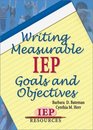 Writing Measurable IEP Goals and Objectives