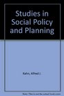 Studies in Social Policy and Planning