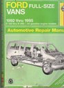 Haynes Repair Manual Ford Vans Automotive Repair Manual 19921995