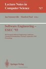 Software EngineeringEsec '93 4th European Software Engineering Conference GarmischPartenkirchen Germany September 1317 1993 Proceedings