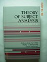 Theory of Subject Analysis A Sourcebook
