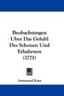 Beobachtungen Uber Das Gefuhl Des Schonen Und Erhabenen