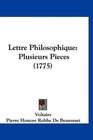 Lettre Philosophique Plusieurs Pieces