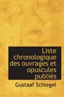 Liste chronologique des ouvrages et opuscules publis