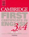 Cambridge First Certificate in English 3 and 4 Teacher's Book Examination Papers from the University of Cambridge Local Examinations Syndicate