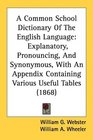 A Common School Dictionary Of The English Language Explanatory Pronouncing And Synonymous With An Appendix Containing Various Useful Tables
