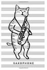 Saxophone Cat Blank Sheet Music Notebook 6x9