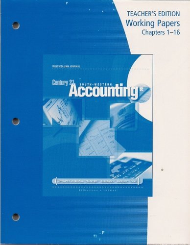 Print Working Papers, Chapters 1-17 Century 21 Accounting Multicolumn  Journal 9781337565530
