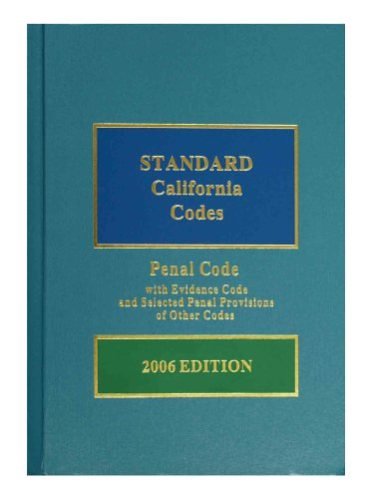 Standard California Codes Penal Code With Evidence Code And Selected ...